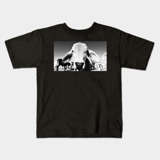 Brahman cow in black and white Kids T-Shirt